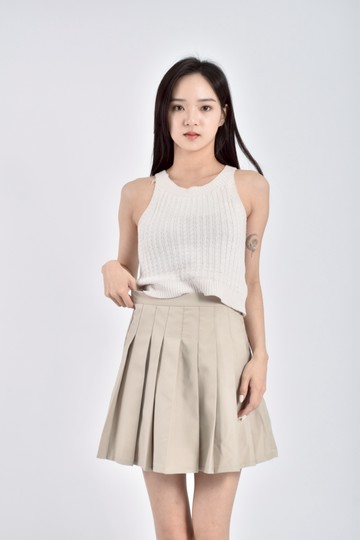 加購優惠(S) bittersweet百褶杏色短裙