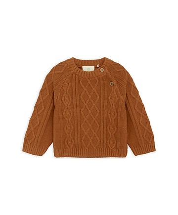 有機棉長袖針織毛衣(橘紅)74cm