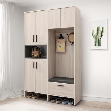 Boden-伊莎4尺玄關高鞋櫃組合(四門收納置物櫃+二門鞋櫃-座鞋櫃款)