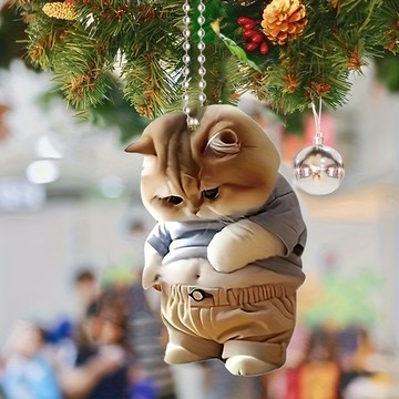 洛陽牡丹 大肚皮貓咪掛件背包飾品家居掛飾2D亞克力平面車載掛飾