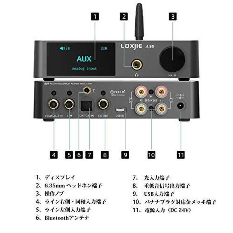 LOXJIE A30 パワーアンプ HI-FI ステレオ デジタルアンプ MA12070