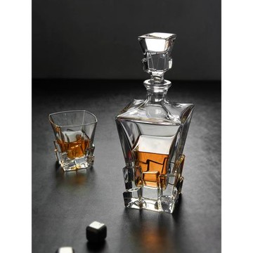 捷克BOHEMIA進口水晶玻璃 裂紋洋酒白蘭地威士忌酒樽醒酒器高檔