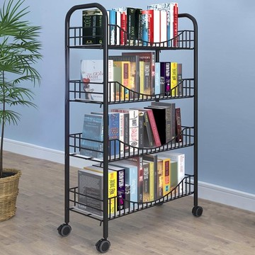 書架 書架落地置物架簡約宿舍臥室行動推車書桌放學生書本收納整理架子