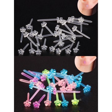 《現貨》質感矽膠透明安全棒 花朵矽膠耳棒 耳針 養耳朵 耳塞 防過敏 隱形耳環 耳洞 小花耳環