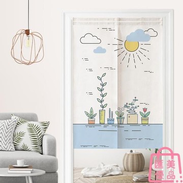 布藝門簾植物隔斷簾臥室客廳半簾廚房櫥櫃短簾子免打孔【林之舍】