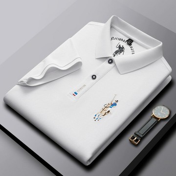 【新款熱賣】保羅馬標刺繡夏季薄款短袖男士t恤商務休閑透氣翻領純色polo衫男