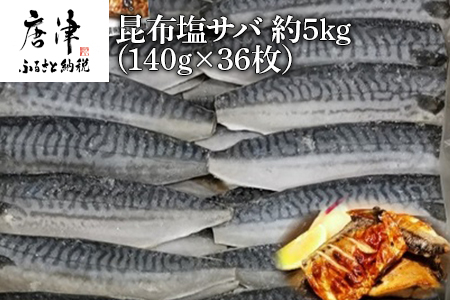 昆布塩サバ詰合せ 約140g×36枚(合計約5kg) HACCP衛生管理 鯖 さば 切身 焼き魚 簡単 おかず「2023年 令和5年」