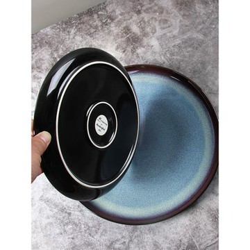 陶瓷西餐盤窯變星空藍外貿出口牛排盤10寸平盤蛋糕盤披薩盤托盤