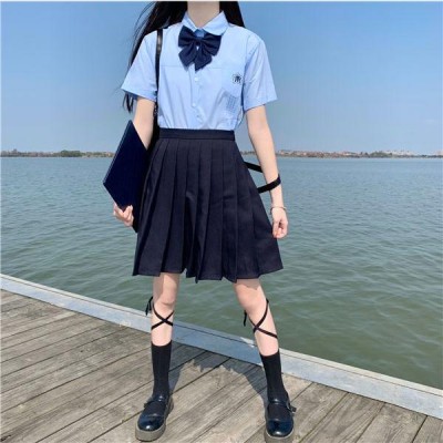 JK制服 セーラー服 上下セット 半袖 リボン 学院風 学生服 フリル ...