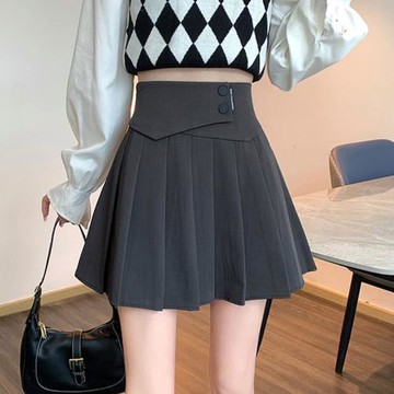 灰色百褶半身裙女夏季薄款2026新款高腰小個子a字百搭西裝短裙褲