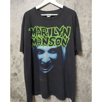 瑪麗蓮曼森Marilyn Manson美式復古重磅T恤1995專輯childish短袖