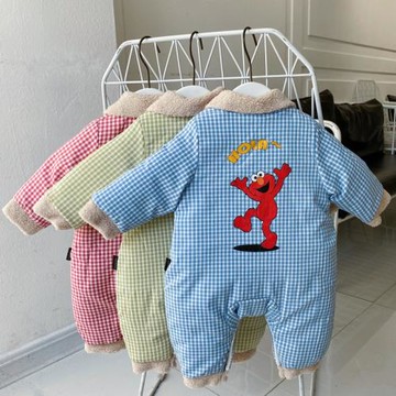 韓國ins風冬季嬰兒可愛加厚爬服保暖連體衣男女寶寶哈衣外出棉服