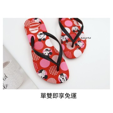 『限時優惠』[巴拉娜巴西人字拖專賣店]中壢實體店面 Havaianas SLIM DISNEY米妮 哈瓦仕 夾腳拖/人字拖鞋 黑紅帶沙灘 海灘