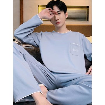 春秋款睡衣男士純棉大碼寬松學生韓版長袖褲套裝喜愛秋冬季家居服