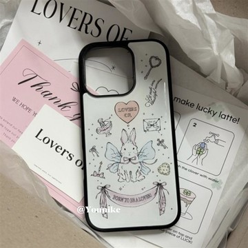 ✨iPhone手機殼✨chic韓系ins甜美復古Miu系蝴蝶結兔子女團芭蕾風黑邊適用iphone16