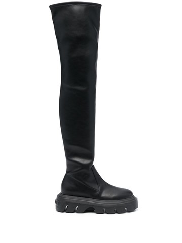 Casadei - leather thigh-high boots - women - Calf Leather/Calf Leather/Rubber - 37.5 - Black