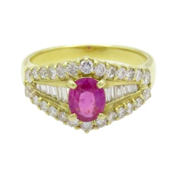 JEWELRY 無品牌珠寶 18K黃金 紅寶石 鑽石 戒指 【二手名牌BRAND OFF】