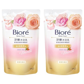 Biore 蜜妮 台灣公司貨 淨嫩沐浴乳 絲滑潤澤型 典雅玫瑰香 補充包  700g  2包
