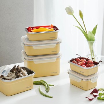 樂扣樂扣保鮮盒不銹鋼食品收納盒密封野餐水果便當盒便攜冰箱專用