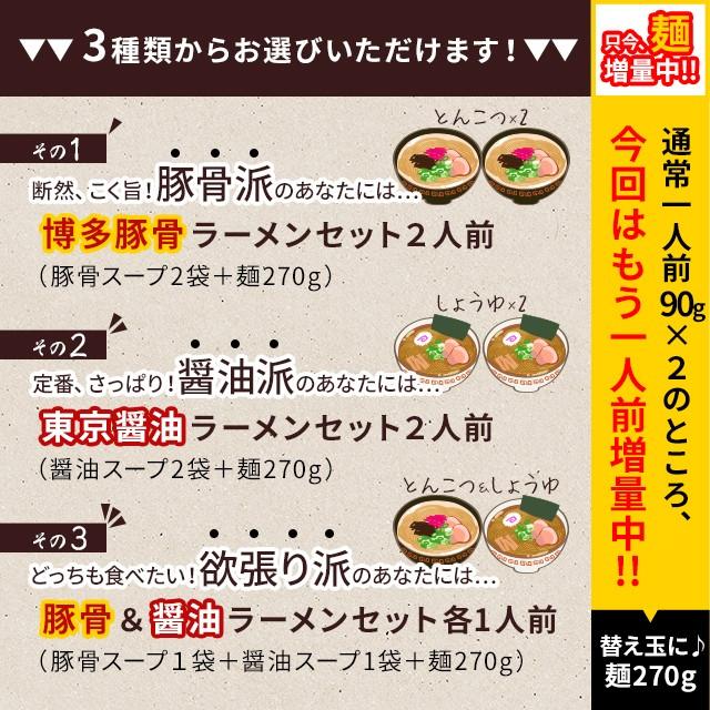 ラーメン 選べる３種 ！食べ比べ セット 博多豚骨 東京 醤油 2人前 送料無料 メール便 とんこつ しょうゆ  paypay Tポイント消化