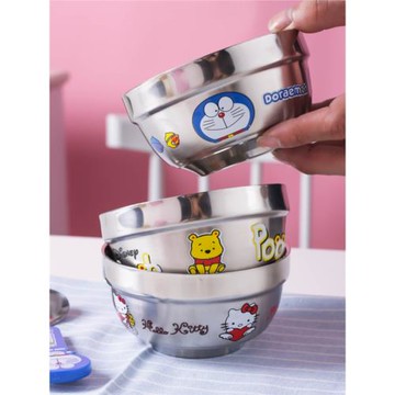 304不銹鋼碗餐具兒童碗防摔防燙可愛卡通飯碗家用小孩湯碗可刻字