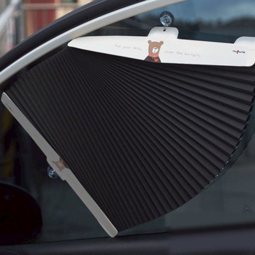 蜂巢多角隨插式車用遮陽簾 （熊寶灰黑兩用吸盤款）含四個吸盤