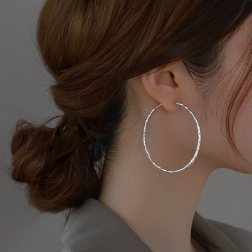 925純銀大圈耳環女年新款潮圓環耳圈冷淡風氣質圈圈圓形耳飾