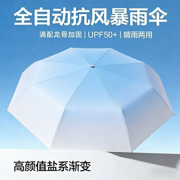 【臺灣出貨 免運】高顏值漸變摺疊全自動晴雨雙人傘防曬遮陽男女學生太陽傘防紫外線