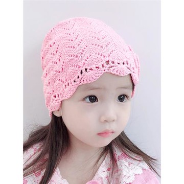 秋冬季嬰兒毛線帽3-12個月女寶寶針織帽子新生兒套頭帽女童保暖帽