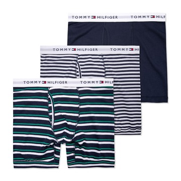 Tommy Hilfiger 舒適長版文字貼身四角內褲三件組-混色