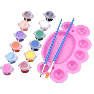 贈品12色調料+調色盤+勾線筆+平頭畫筆