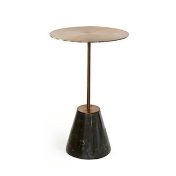 Bund 黃銅大理石邊桌（黑、高 50 公分）