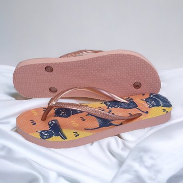 女生文創手繪風夾腳拖鞋 柔軟防滑人字拖鞋 普普系列 -貓咪-