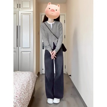 【T-2】🖤隔日到貨 女生牛仔褲 美式 複古 黑灰色 高腰 闊腿 牛仔褲 女寬鬆 顯瘦 直筒褲 拖地 長褲潮