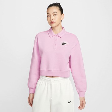 NIKE AS W NSW PHNX FLC COLLARED PO 女長袖 粉-IM7487623