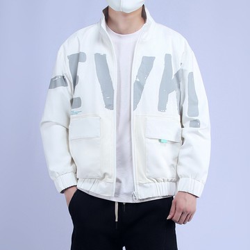 現貨+預購 印花外套短款夾克-潮流拼色字母口袋男外套3色74bd17【獨家進口】【米蘭精品】