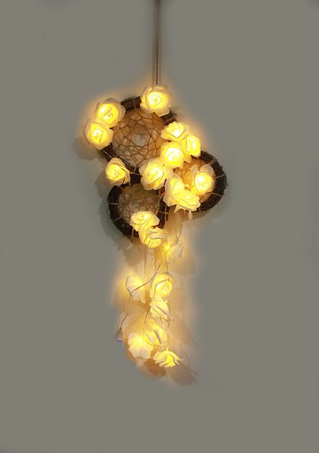 33 x 70 【玫瑰夢】手作/手工 大型捕夢網 小夜燈