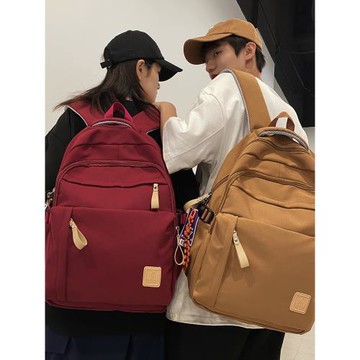 書包女初中生簡約純色大容量情侶高中生背包男韓版大學生雙肩包潮