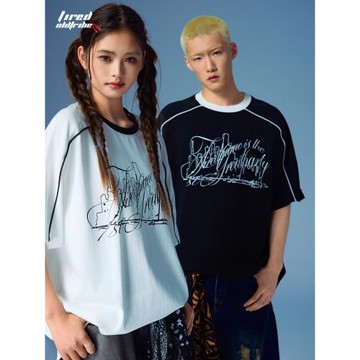 TIRED美式運動寬松短袖t恤男款夏季新款情侶街頭半袖情侶街頭上衣