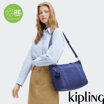 Kipling (網路獨家款)深海藍雙炳手提斜背托特包-ASSENI S