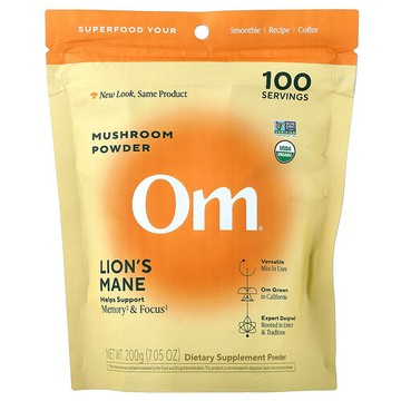 Om Mushrooms, 蘑菇粉，猴頭菇，7.05 盎司（200 克）