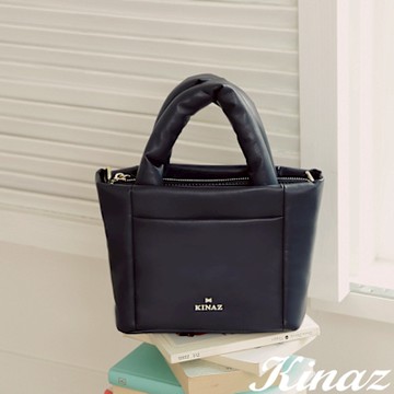 KINAZ 多層輕盈充棉柔軟皮革手提斜背包-藍莓漿果-奶霜舒芙蕾系列