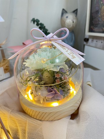 【預購】母親節康乃馨小花盅/永生康乃馨/小夜燈/玻璃花盅