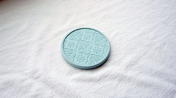 海棠花水泥杯墊 | 馬卡龍款-湖水綠