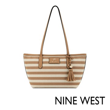 NINE WEST NORI 條紋肩背購物包-棕色(573622)