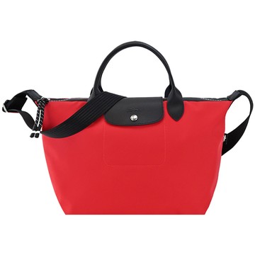 LONGCHAMP LE PLIAGE ENERGY系列再生尼龍短把兩用包（大/芙蓉紅）