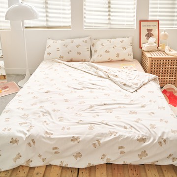 沐慕家居 純棉小熊床包標準四件套 親膚透氣 可愛風  雙人