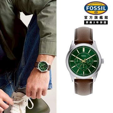 【FOSSIL 官方旗艦館】Pearson 商務多功能三眼手錶 咖啡色真皮錶帶 42 MM FS6137