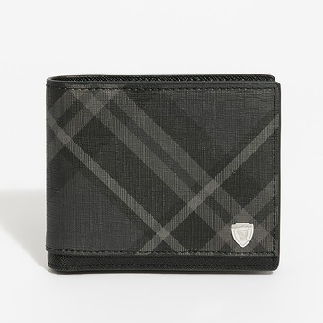 PLAYBOY - 中翻短夾  Black Diamond Plaid系列 - 灰色