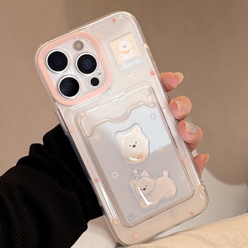 藍獅適用iPhone11–16 手機殼 兩萌狗 碎星立體 透明 防摔 卡通簡約款